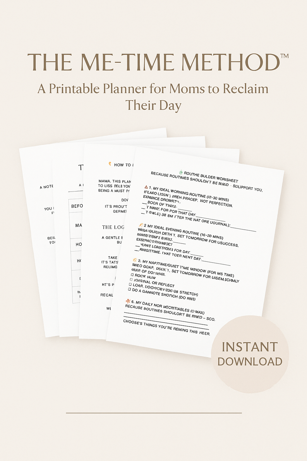 The Me-Time Method™ – A Printable Planner for Moms to Reclaim Their Day