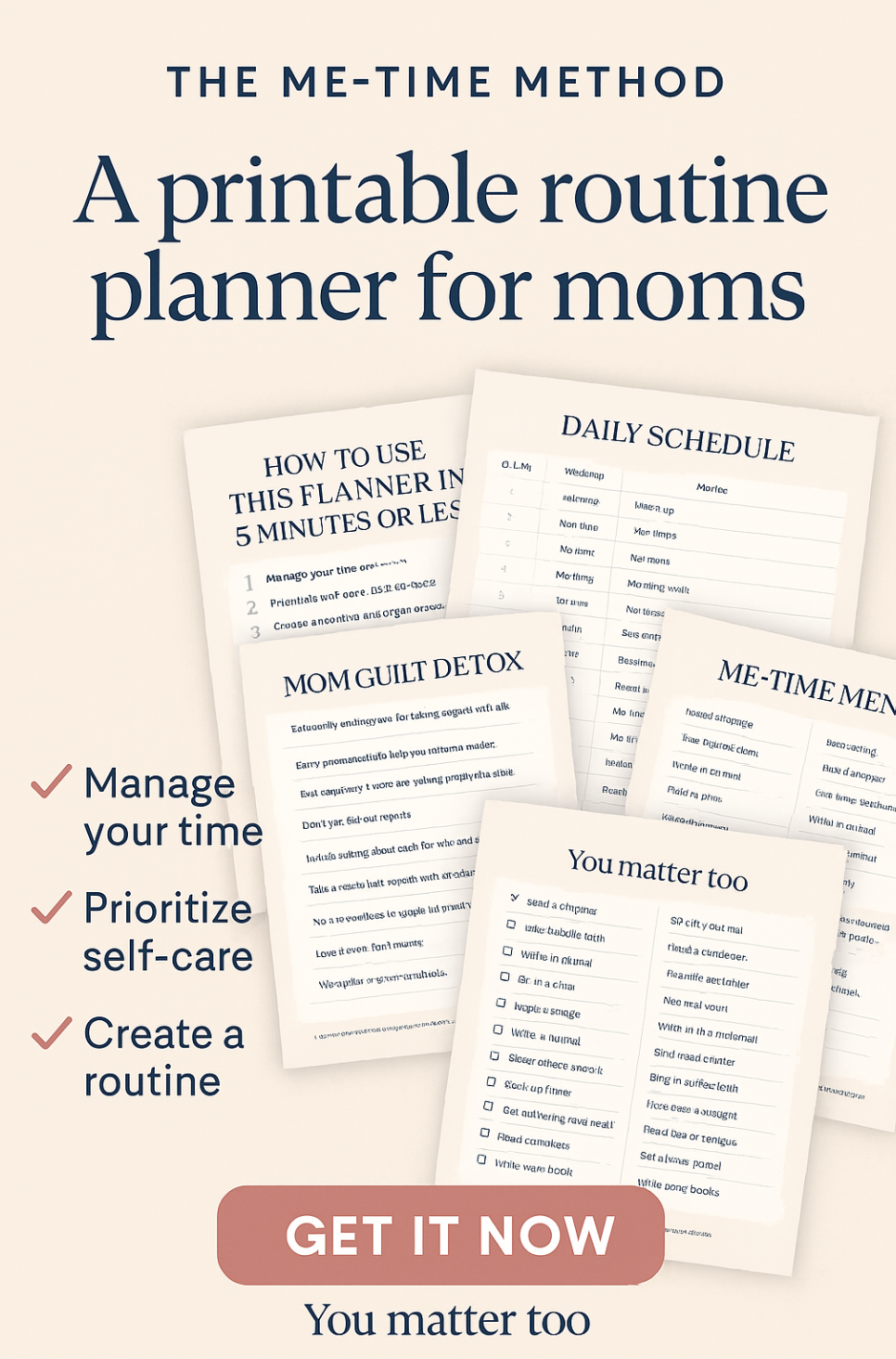 The Me-Time Method™ – A Printable Planner for Moms to Reclaim Their Day